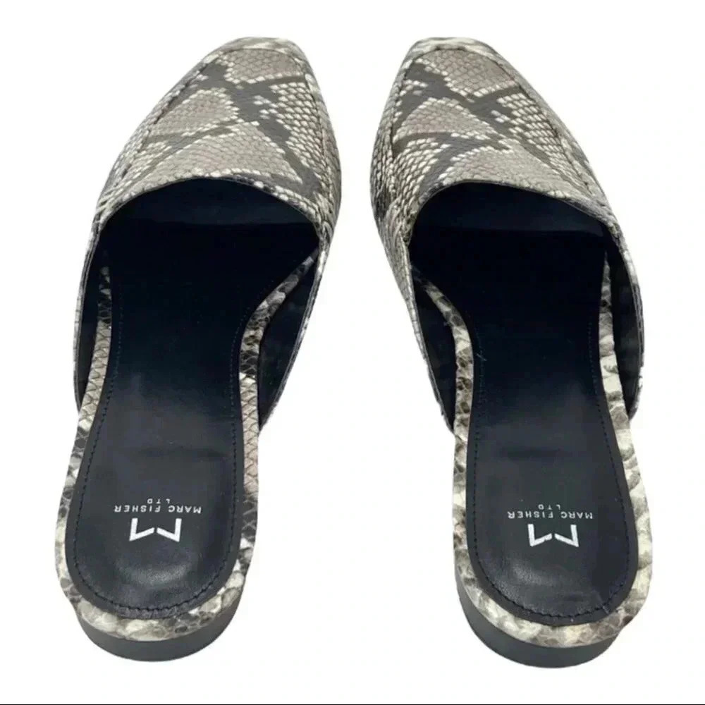 Marc Fisher LTD Pam2 Snake Embossed Leather Womens Flat Mules - Picture 7 of 16